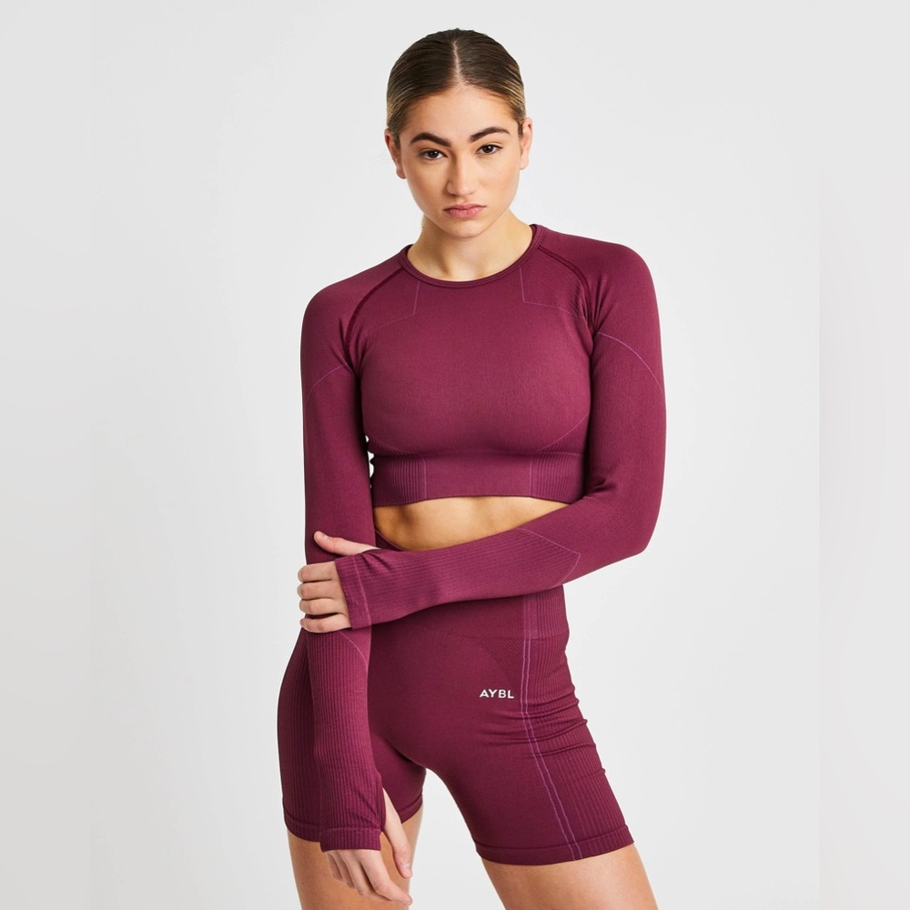 Aybl Reflex Seamless Long Sleeve Crop Top - Plum - M
